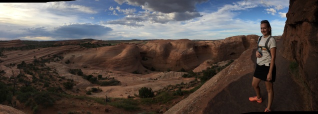 Right before reaching delicate arch. This is a great 1.5 mile hike.