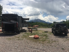 View of our campsite, with Mt. Sopris is seen in the background.